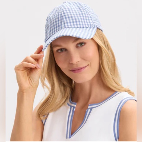 Light Blue/White Gingham BP Nordstrom Baseball cap, one size NWT - Picture 1 of 7